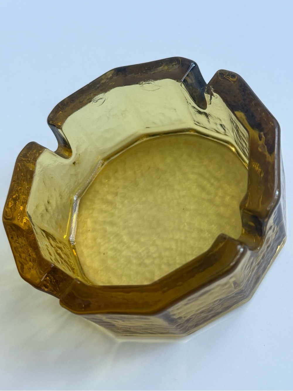 Vintage Blenko MCM Amber Art Glass Ashtray Mid Century Decor Pebbled 4 Notch Set - Picture 5 of 9
